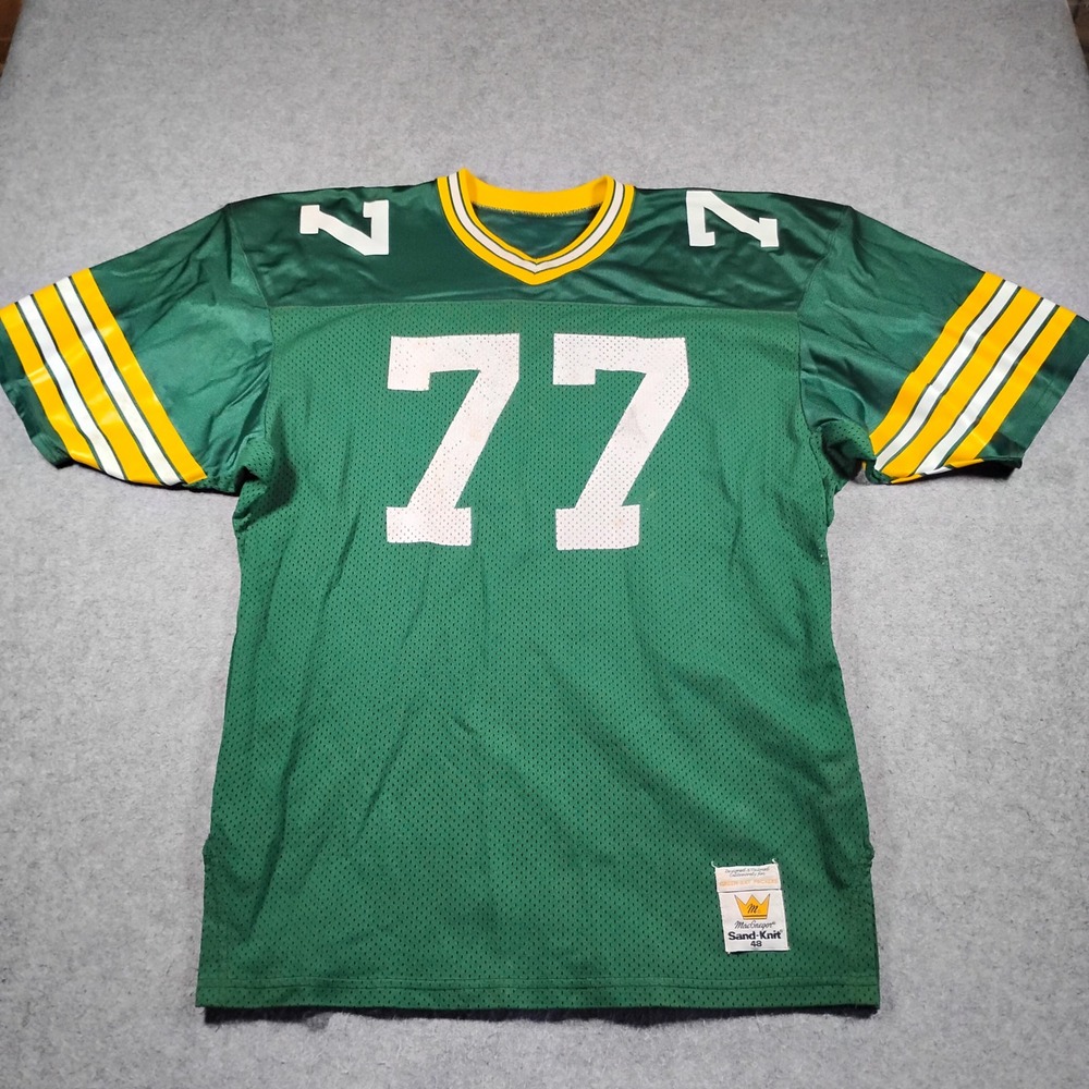 Vintage MacGregor Sand-Knit Green Bay Packers Jersey Mens 48 Green 77 Football